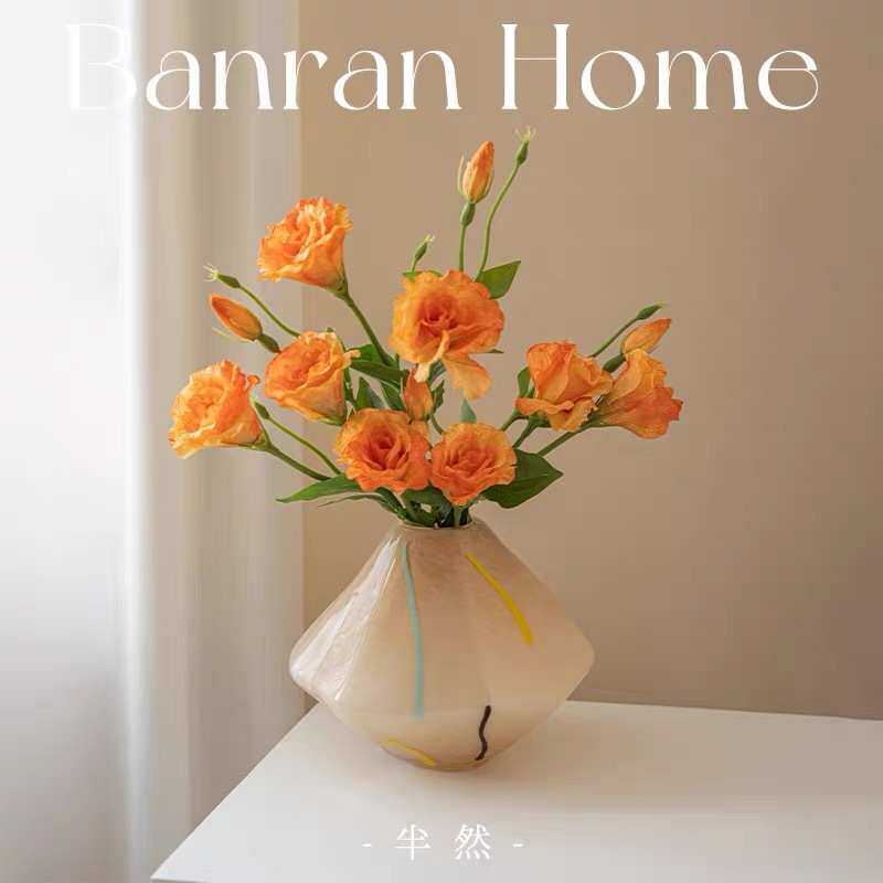 瑞典设计彩色渐变几何ins风艺术手工琉璃玻璃花瓶花器插花摆件,家居饰品,花瓶,淘宝优惠券,粉丝福利购,淘宝优惠卷