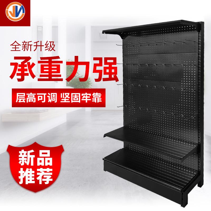 黑色加厚洞洞板置物架挂钩饰品超市货架手机配件落地展示架可批发