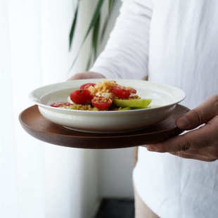 七寸白瓷八寸三分家用中式新简约陶瓷创意餐厅盘盘子圆形深烧菜