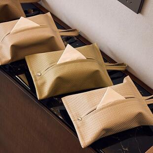 车载纸巾盒中控台日式棉麻布艺抽纸袋挂式简约车载椅背纸巾盒汽车