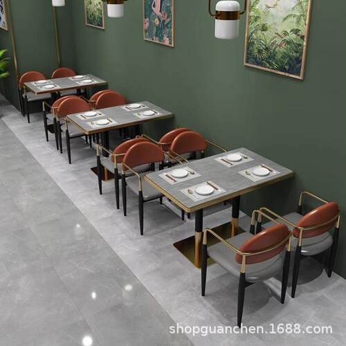 不锈钢卡座发奶茶店餐饮火锅烤肉店西餐啡桌厅椅沙组GC-49合饭桌