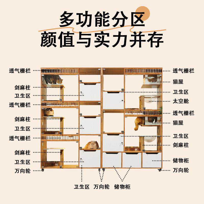 猫笼猫别墅实木寄养猫繁殖笼宠物店橱窗玻璃猫窝猫展示柜定制猫柜