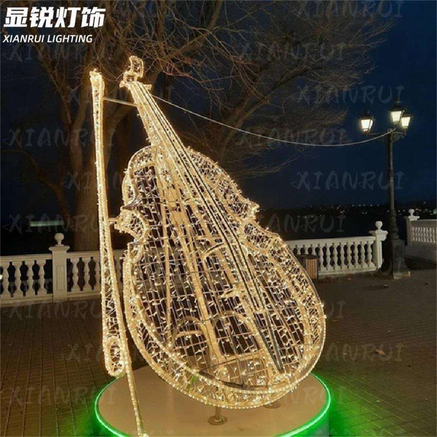 发光小提琴圣诞工艺品LED乐器模型造型灯雕塑装置音乐装饰造型灯