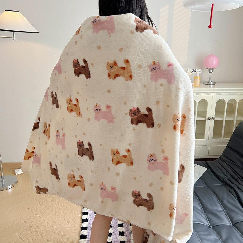 可爱的猫~牛奶丝四季绒毯子办公室午餐毯子通夏空调天毯卡子宿舍