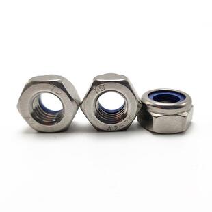 316锈钢加厚自尼龙防松螺HQD母DI982六不角锁紧螺母锁螺N帽M5M6M8