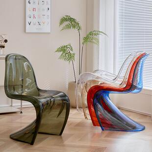 潘东椅网红ins压克力椅子塑料透明餐椅北欧家用创意设计师靠背凳