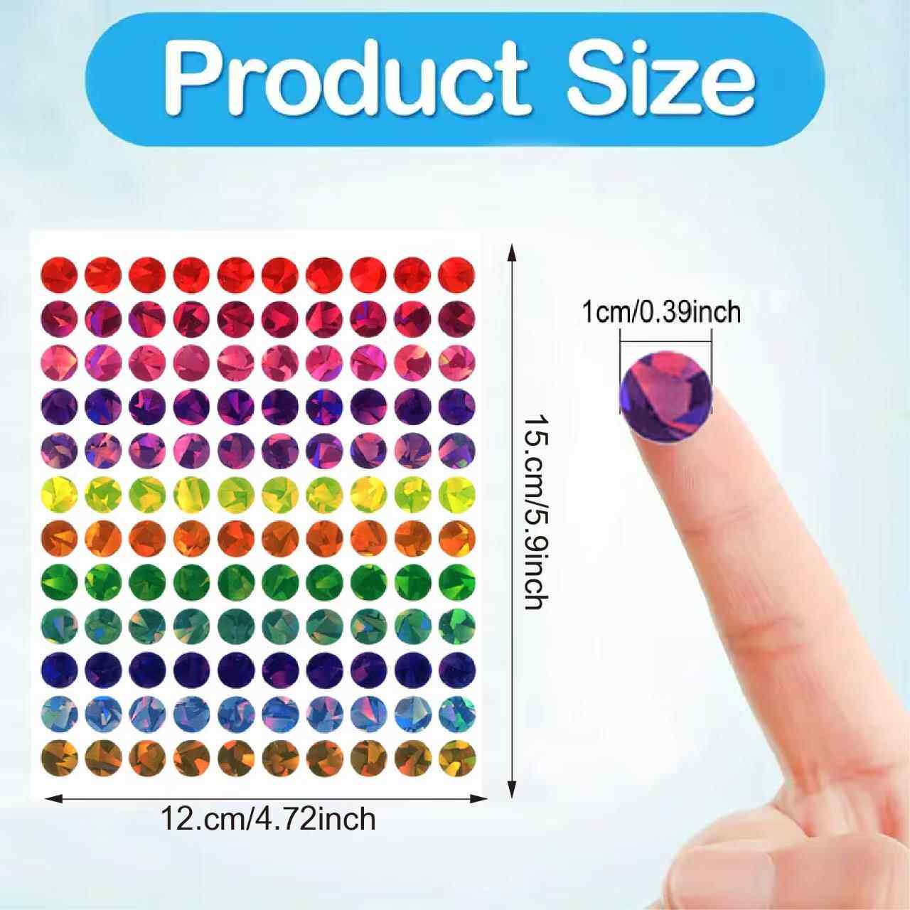 1200个/包1cm镭射圆形贴纸闪亮全息多彩小标签儿童奖励玩具装