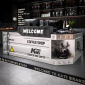 工业风酒吧吧台收银柜台奶茶烧烤店创意前台健身房铁艺集装 箱接待