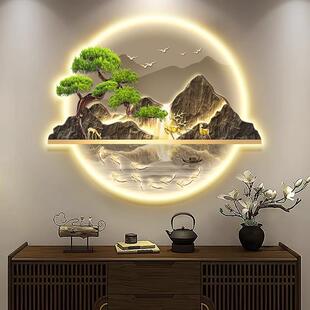 入玄关装 画流水生财山水画带灯过道挂画迎客l饰ed 096户式 新中JS