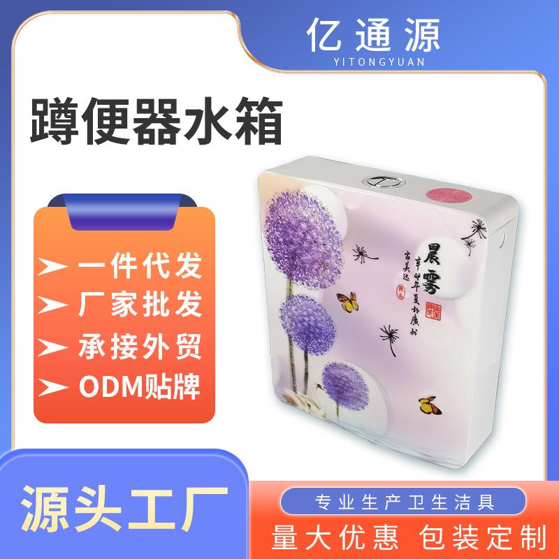 厂家蹲便器水箱厕所双按静音加厚冲水箱3D水箱蹲厕马桶水箱