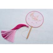 桃花挽月舞扇子长流苏国风古典舞圆扇刺绣花团扇跳舞桃花扇子定