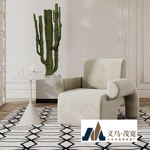 法式家用客厅小户型单人沙发椅房间卧室网红懒人组合设计师单椅