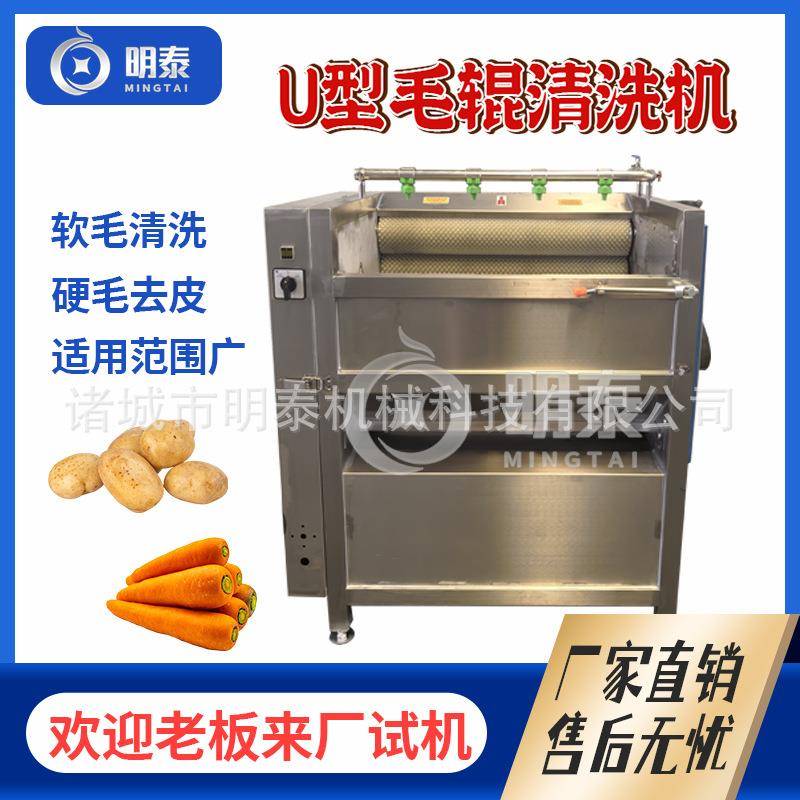 全自动毛辊毛刷清洗去皮设备猪蹄猪头燎毛烧毛清洗机土豆清洗去皮