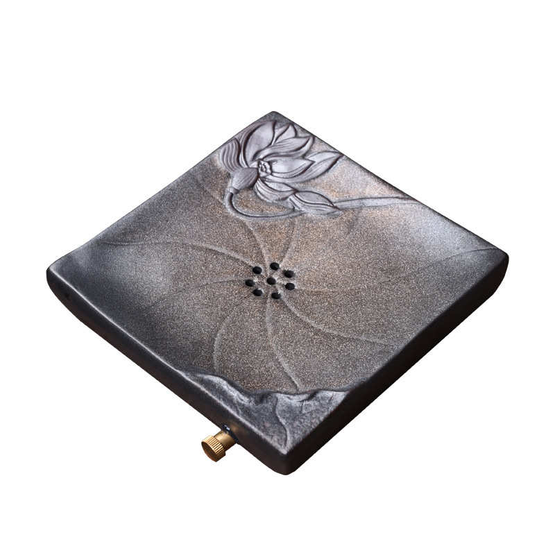 粗陶复古鎏金壶承日式托盘养壶垫隔热垫茶壶底座蓄水陶瓷茶具配件