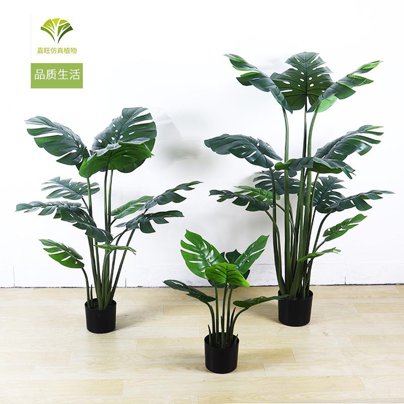 跨境北欧仿真绿植龟背叶假植物盆栽龟背竹客厅落地摆件树真