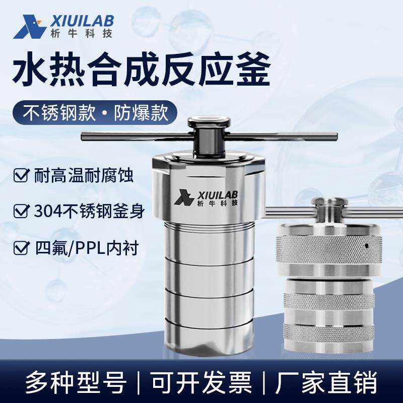 析牛科技水热合成反应釜100四氟内衬PPL内胆高温高压不锈钢消解罐