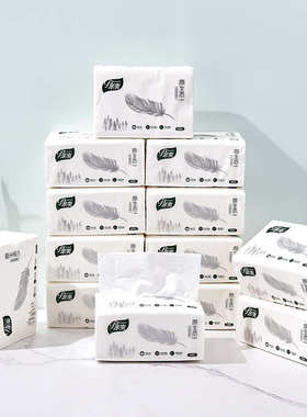 亲爽原生态抽纸纸巾380张8包家用商用加厚抽取式面巾纸柔软餐巾纸