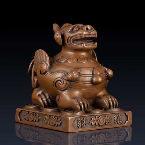 纯黄铜招财貔貅工艺品摆件紫铜貔貅办公室饰品家居客厅紫铜摆件