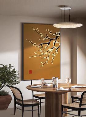 国新中式梅花客宿厅玄关意装饰LRA画中风红色禅挂画茶室民酒店壁