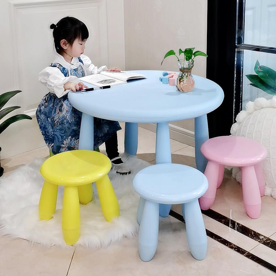 儿童升降桌圆桌塑料幼儿园桌凳粉色可爱学习桌椅套装小学学生