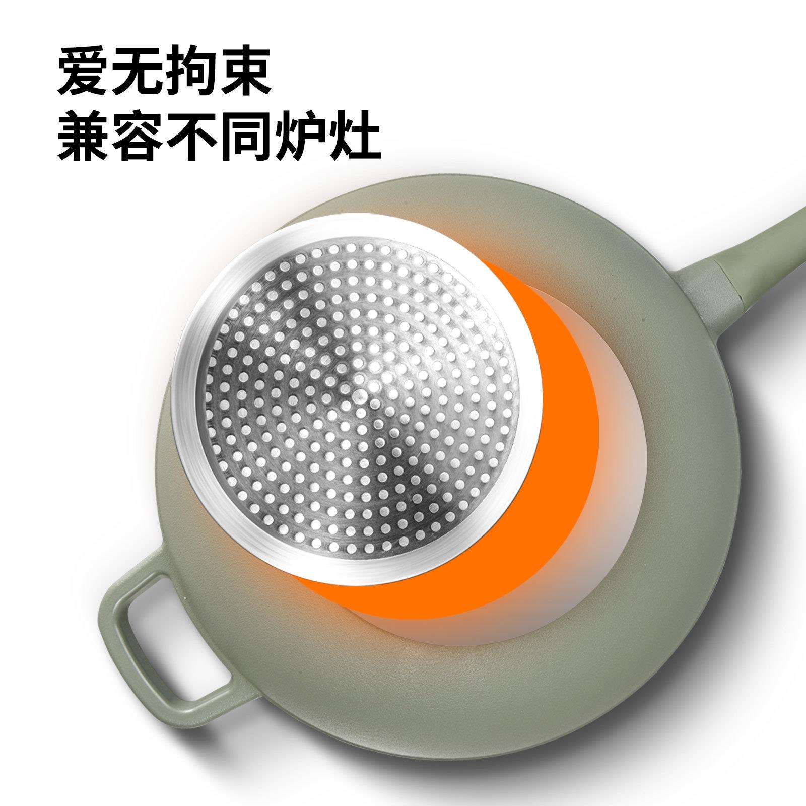 兰芽全套带蒸屉家用炒锅陶土养生锅电磁炉通用炒菜锅铝制不粘锅