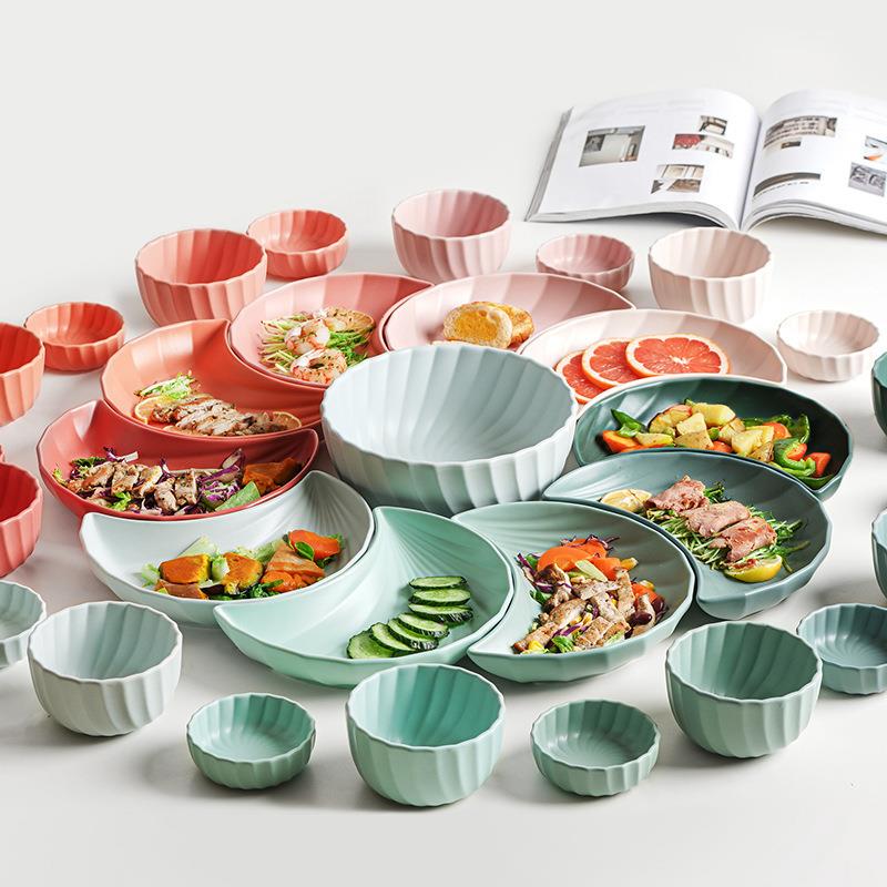 月亮盘子网红拼盘餐具组合家用碟创意菜盘日式陶瓷碗碟套装