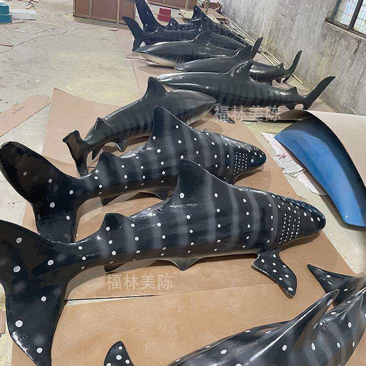 泡沫玻璃钢海洋鱼雕塑仿真大型鲨鱼鲸鱼海豚模型商场橱窗中庭吊饰