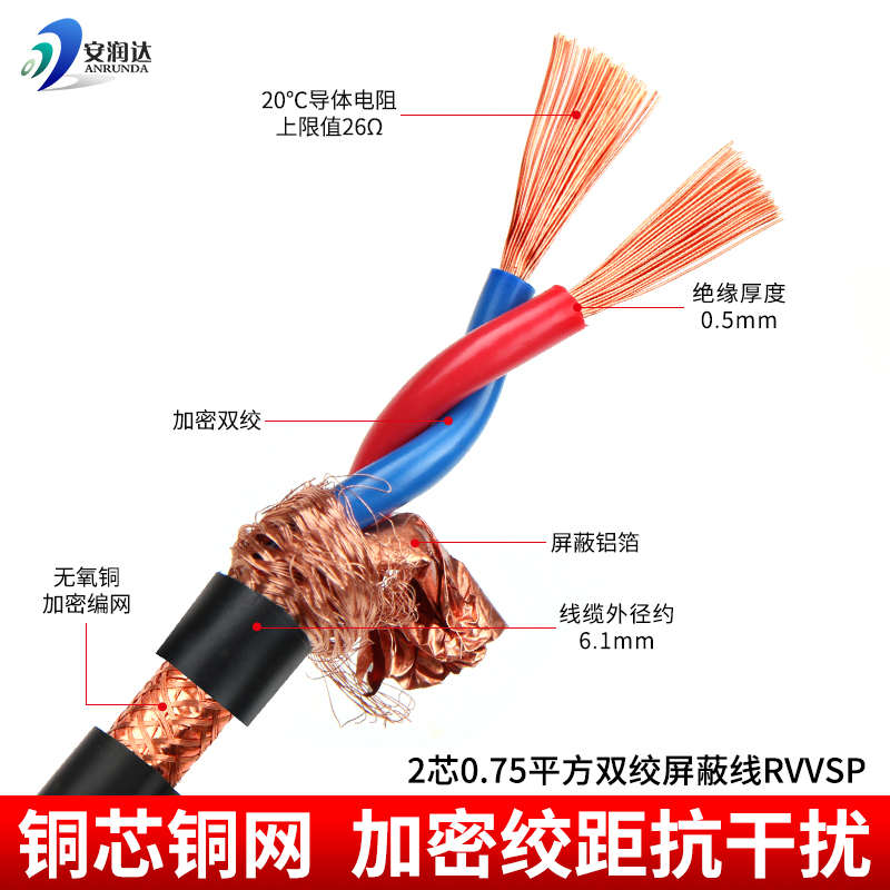 0.音频485芯 铜网.3屏蔽线二.5双绞0通讯纯1rvsp2平方 信号75芯