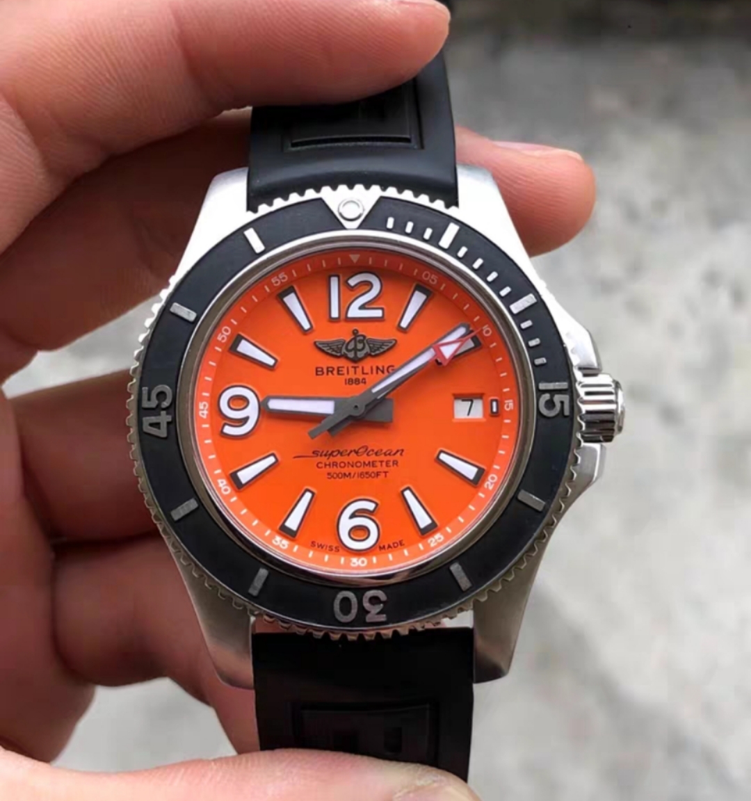 橙色盘98新42mm百年灵超级海洋A17366D71O1S2自动机械男手表正品