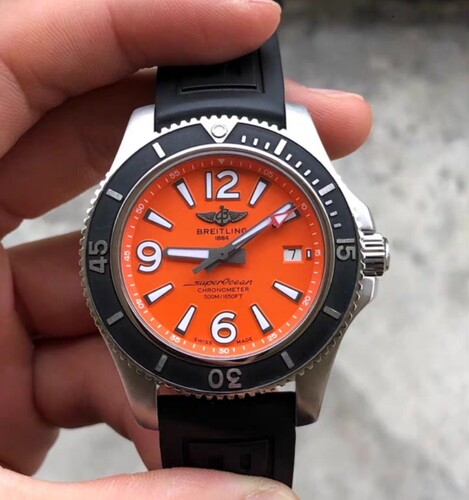 橙色盘98新42mm百年灵超级海洋A17366D71O1S2自动机械男手表正品