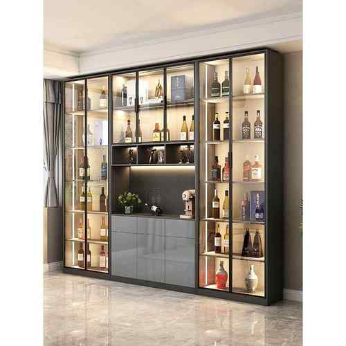 定制全实木轻豪华钢化玻璃门餐厅侧茶酒柜简单现代小公寓客厅展示