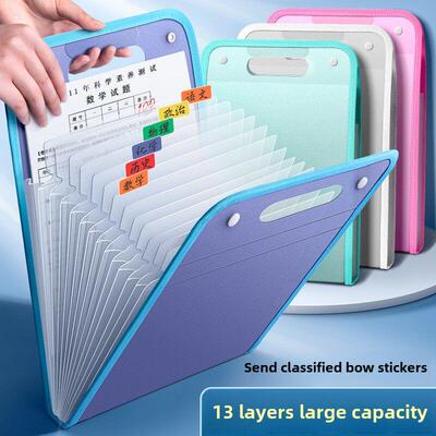 A4手提文件夹试卷袋学生多层大容量风琴包ins高颜值卷子收纳袋整