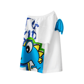 小蓝船品牌潮牌纯棉童装儿童短袖T恤 夏季男童衣服卡通恐龙翅膀