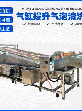 鱼虾海产品清洗设备带提升带鱼段气泡清洗机柠檬果蔬高压喷淋