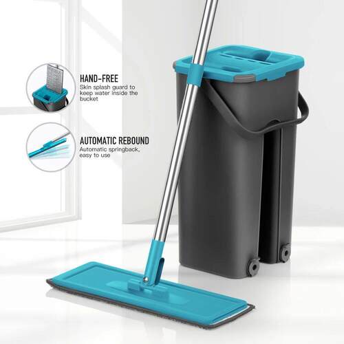 Flat Squeeze Mop and Bucket Hand Free Wringing Floor Cleanin