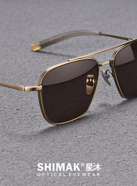 超轻覆古纯钛大框双梁太阳眼镜男款近视大圆脸开车驾驶专用偏光太