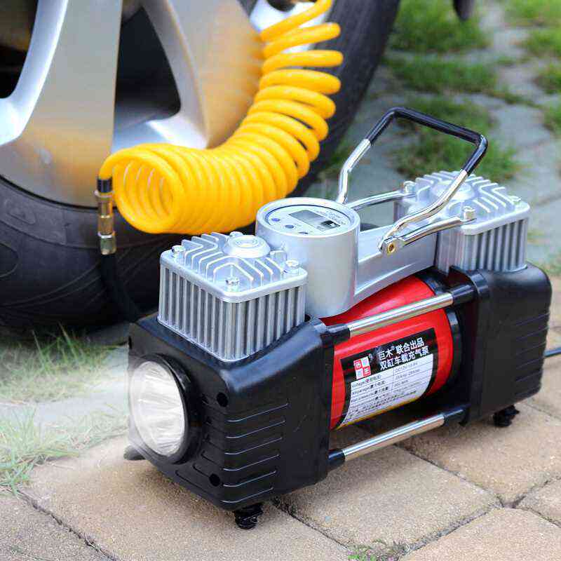 数显预设12V汽车车载充气泵 双缸便携式电动车用轮胎打气泵打气筒