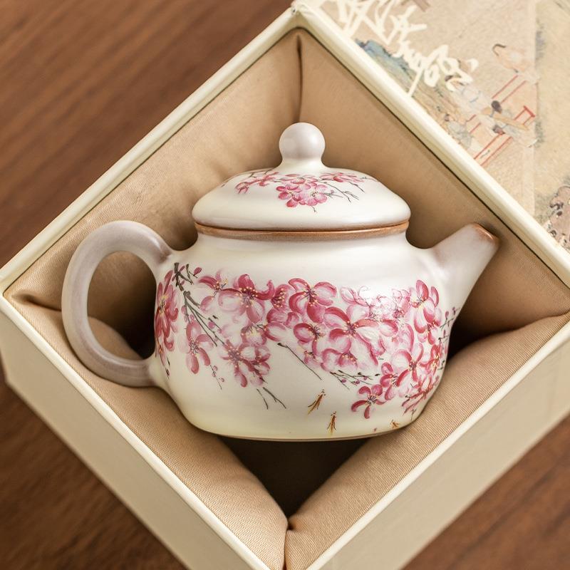 猪油冻梨花汝窑茶壶泡茶家用女士茶具泡茶壶单壶中式高档迷你小壶