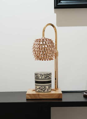 明烛灯饰长明香薰融蜡装饰台灯可升降调节亮度美式竹木底座氛围灯