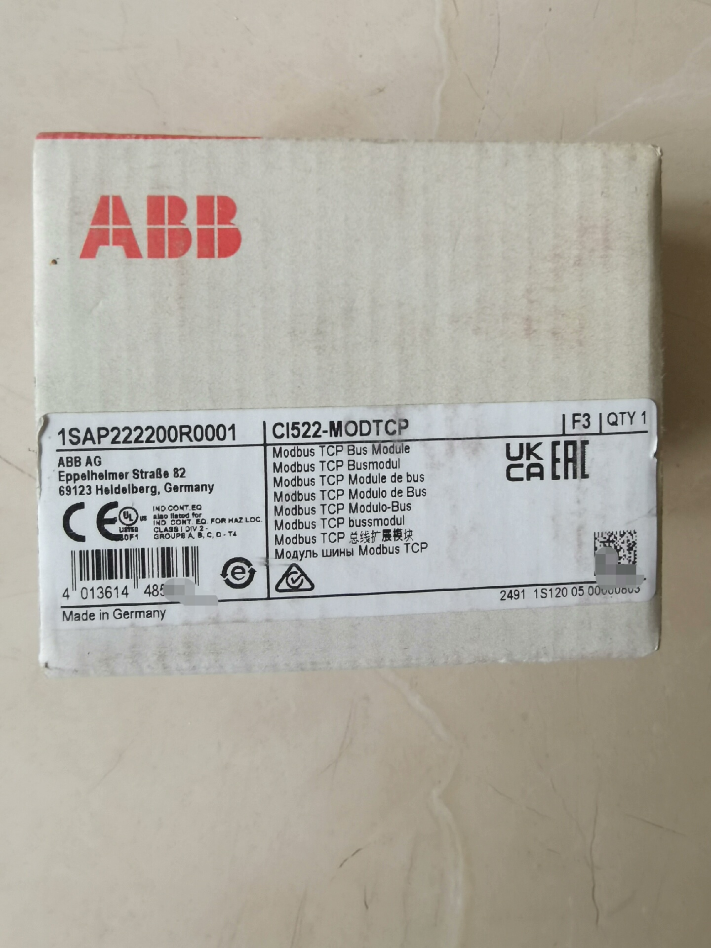 ABB，CI522-MODTCP，全新原装开封ABB模块1S