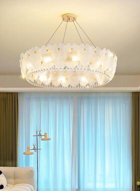 法式客厅吊灯20灯24新轻奢荷叶玻餐T-D2139厅奶油风款温馨护眼大