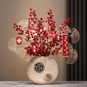 过年氛围布置摆件客厅电视柜2025新年装饰蛇年春节发财果贺年福桶