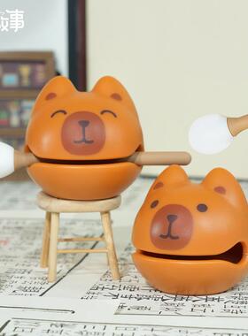 豚崽解压小木鱼摆件办公工位敲打情绪控制稳定卡皮巴拉木鱼小礼物