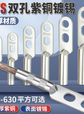 DTS双孔紫铜镀锡铜线鼻子35/50/70/95/120/150/185/240/300平方