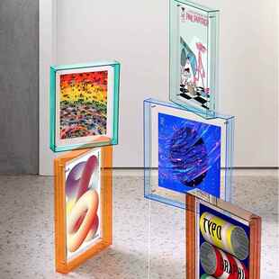 华鸿彩色亚克力画框透明相框摆台A4照片海报装裱框挂墙定制艺术墙