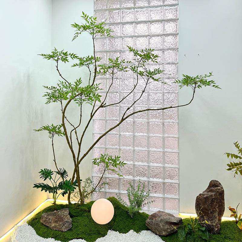 仿真绿植造景组合摆设森系植物隔断仿生南天竹假花橱窗软装假盆栽