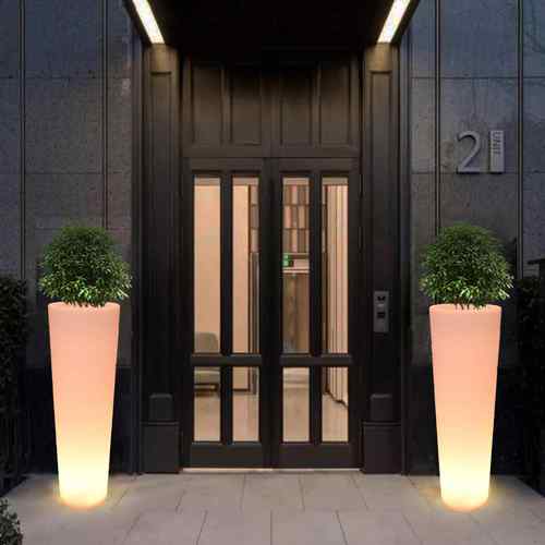 滚塑七彩灯光led发光花盆灯户外景观庭院防水植物种植花箱灯商场