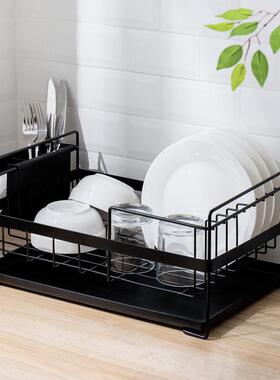 纳川多功能厨房台面单层沥水碗架 日式铁艺餐具筷子碗盘子收纳架