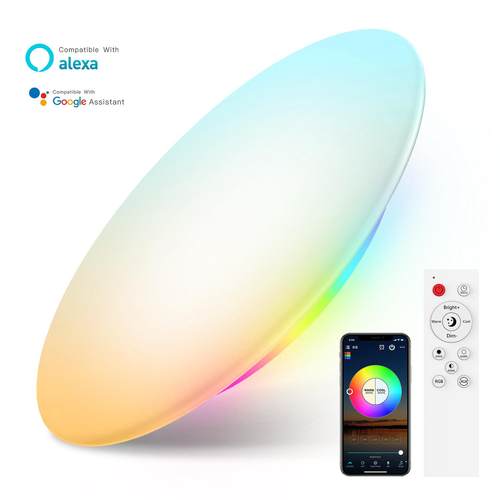 智能背光rgb室内七彩现代简约语音亚克力音乐遥控双面发光吸顶灯