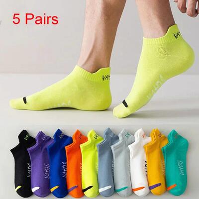 5 Pairs Men's Ankle Socks Bright Color No Show Socks Men